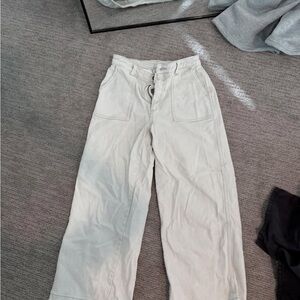 Cream Wide-Leg Pants